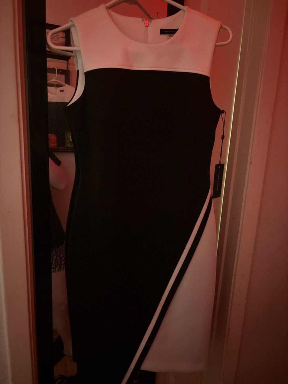 Tommy Hilfiger Black and White Colorblock Midi Dress
